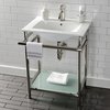 Kingston Brass VPB24187W16 24-Inch Ceramic Console Sink (1-Hole), White/Polished Nickel VPB24187W16